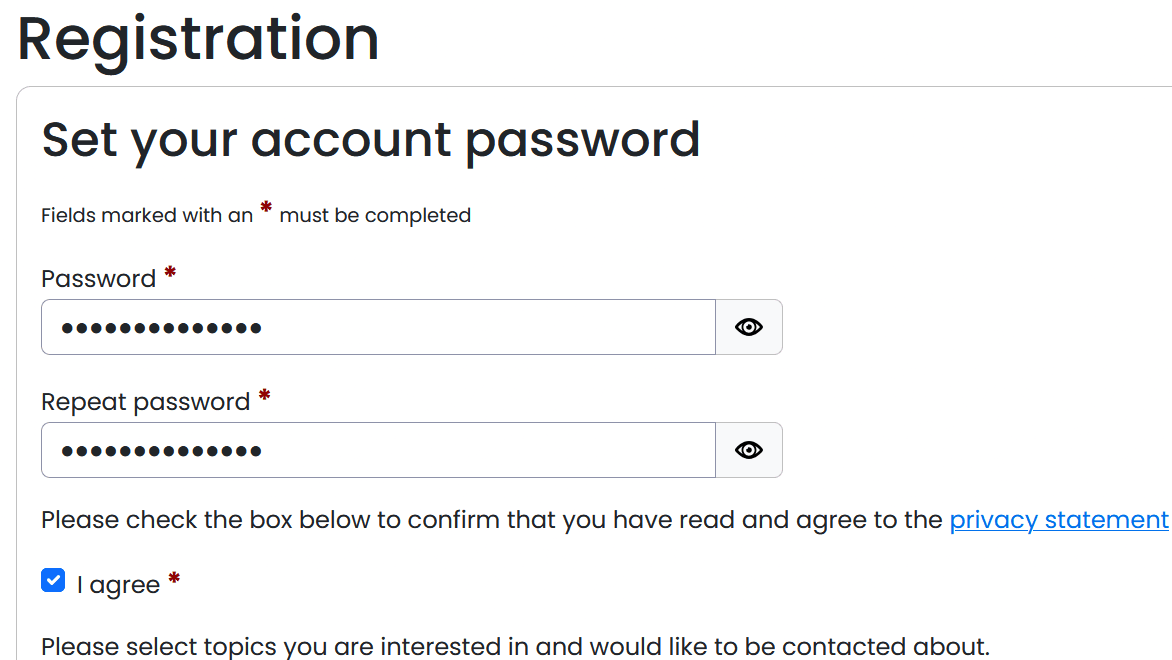 1.2 Enter the verification code from your email and create a password.