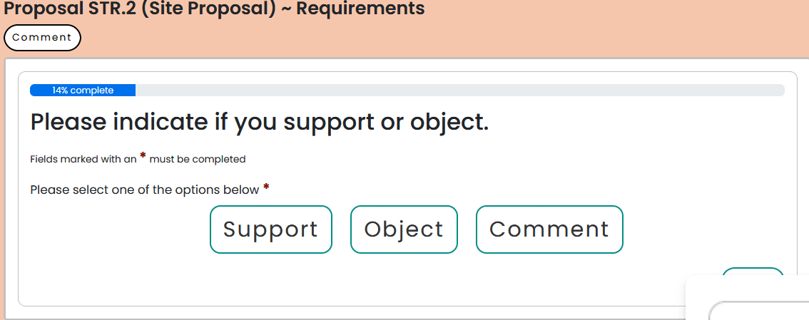 2.3 Select whether you support, object to, or simply wish to comment on the proposal.