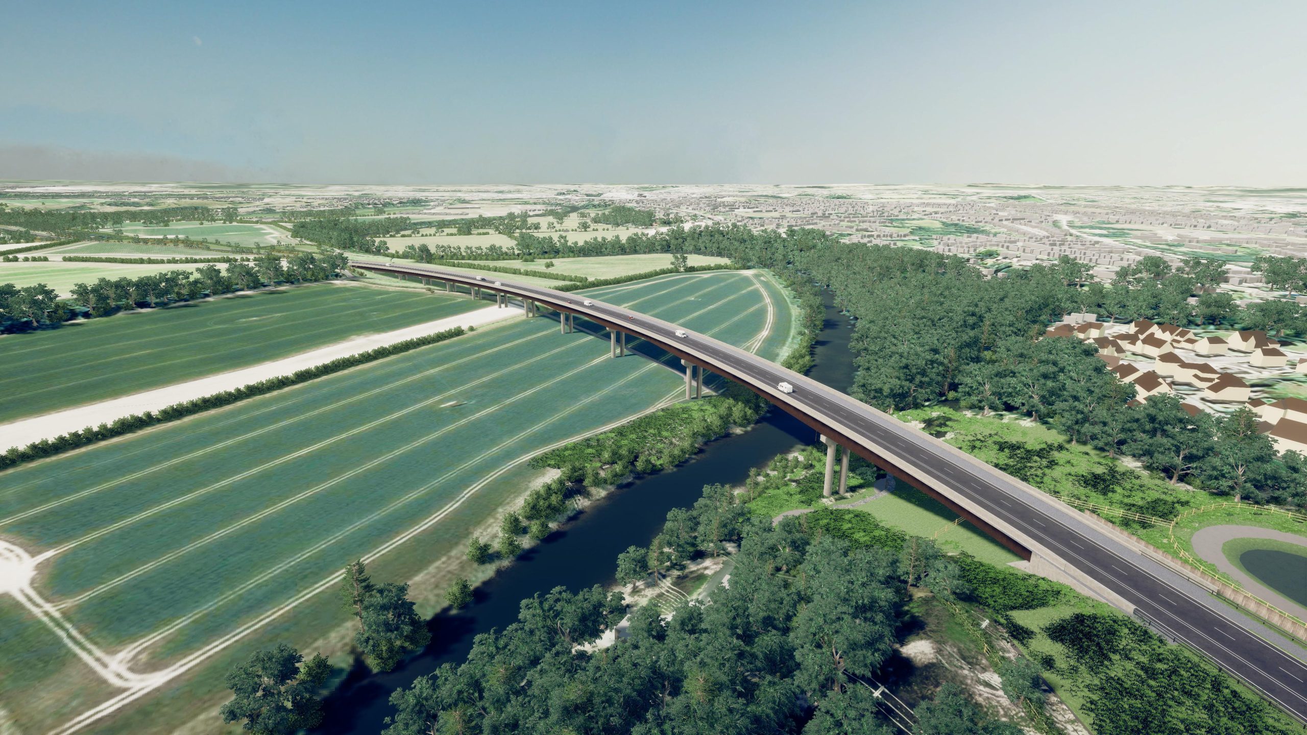 Artist's impression of the proposed Shrewsbury Relief Road